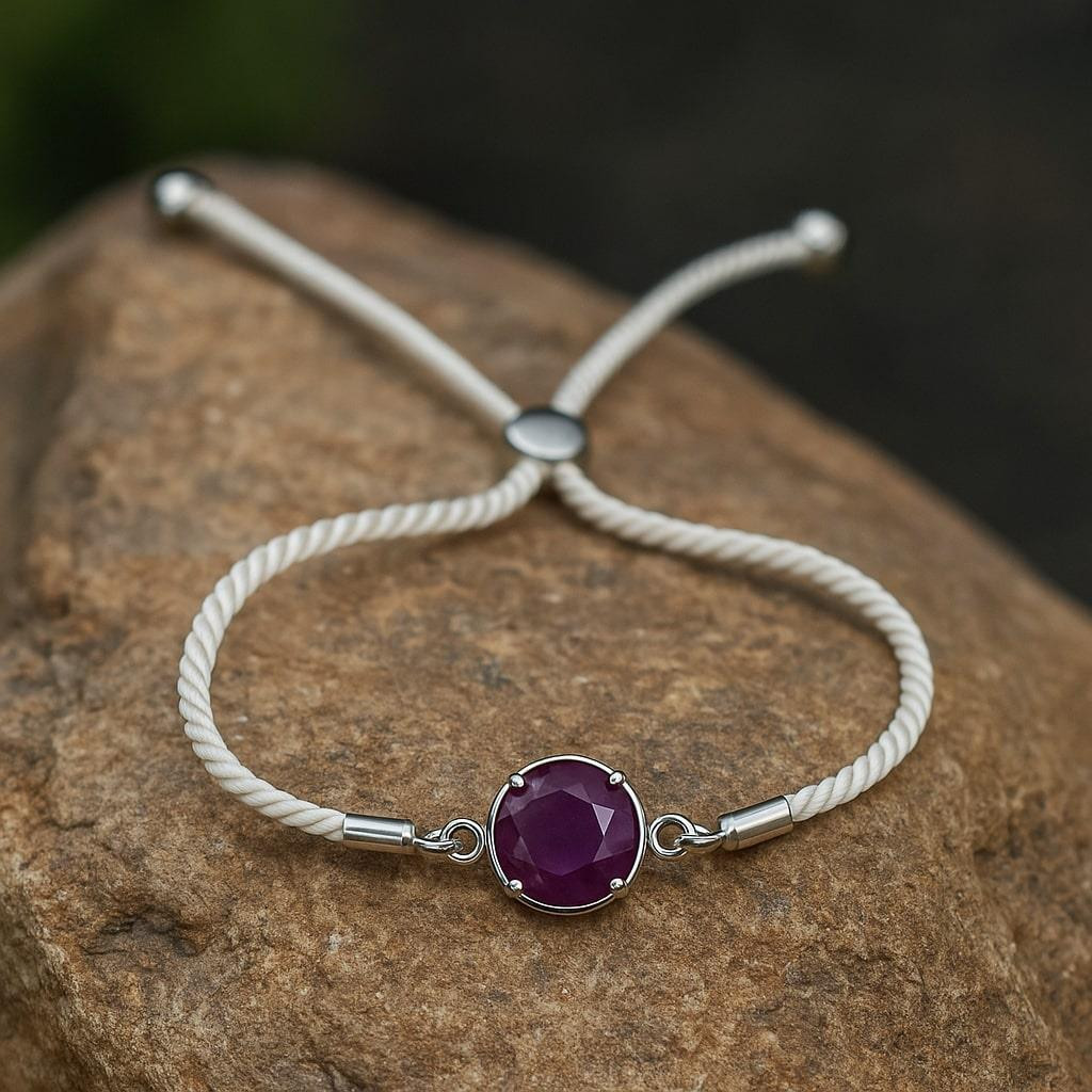 Ametist Taşı İpli Bileklik - Ayarlamalı