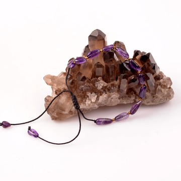 Ametist Taşı İpli Bileklik - Ayarlamalı - 2