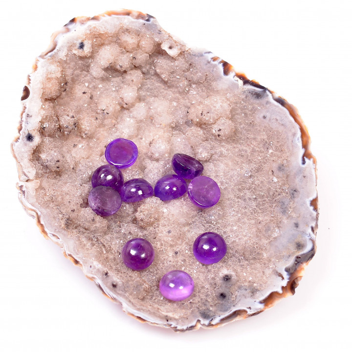 Ametist Taşı Kabaşon - 10 mm Yüzük ve Kolye Taşı