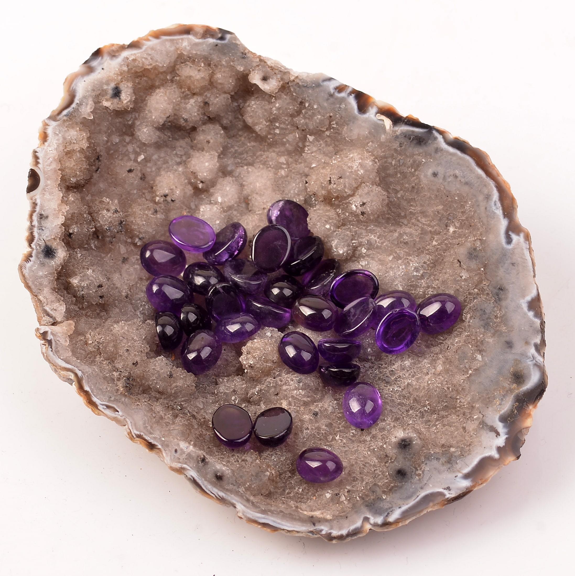 Amethyst Stone Kabaşon 6*8 mm Ring & Necklace Stone