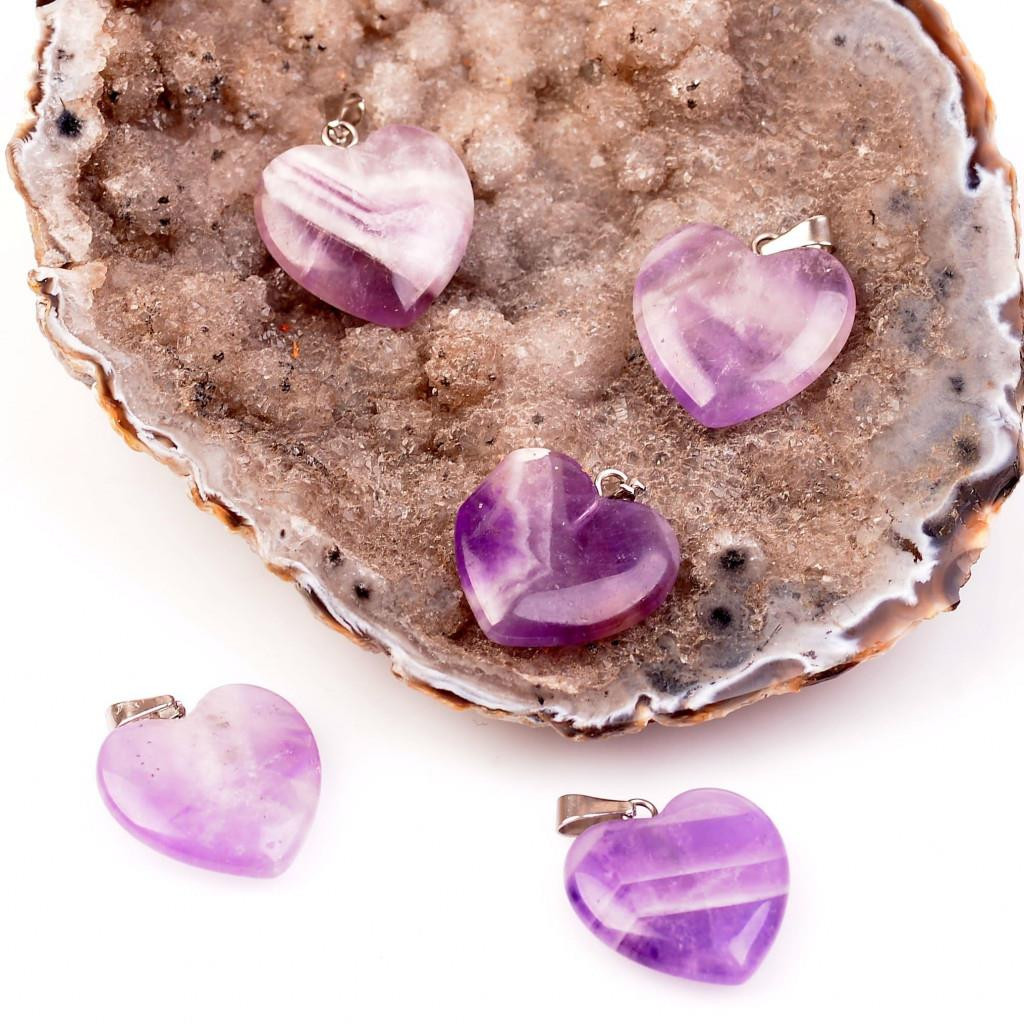 Ametist Taşı Kalp Kolye - Küçük Boy