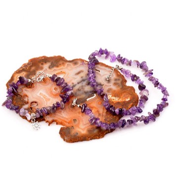 Ametist Taşı Kolye ve Bileklik Seti - 2