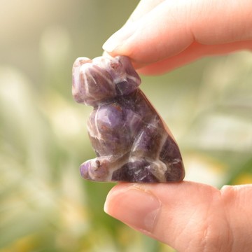 Ametist Taşı Köpek Figürü -  4 cm - 2