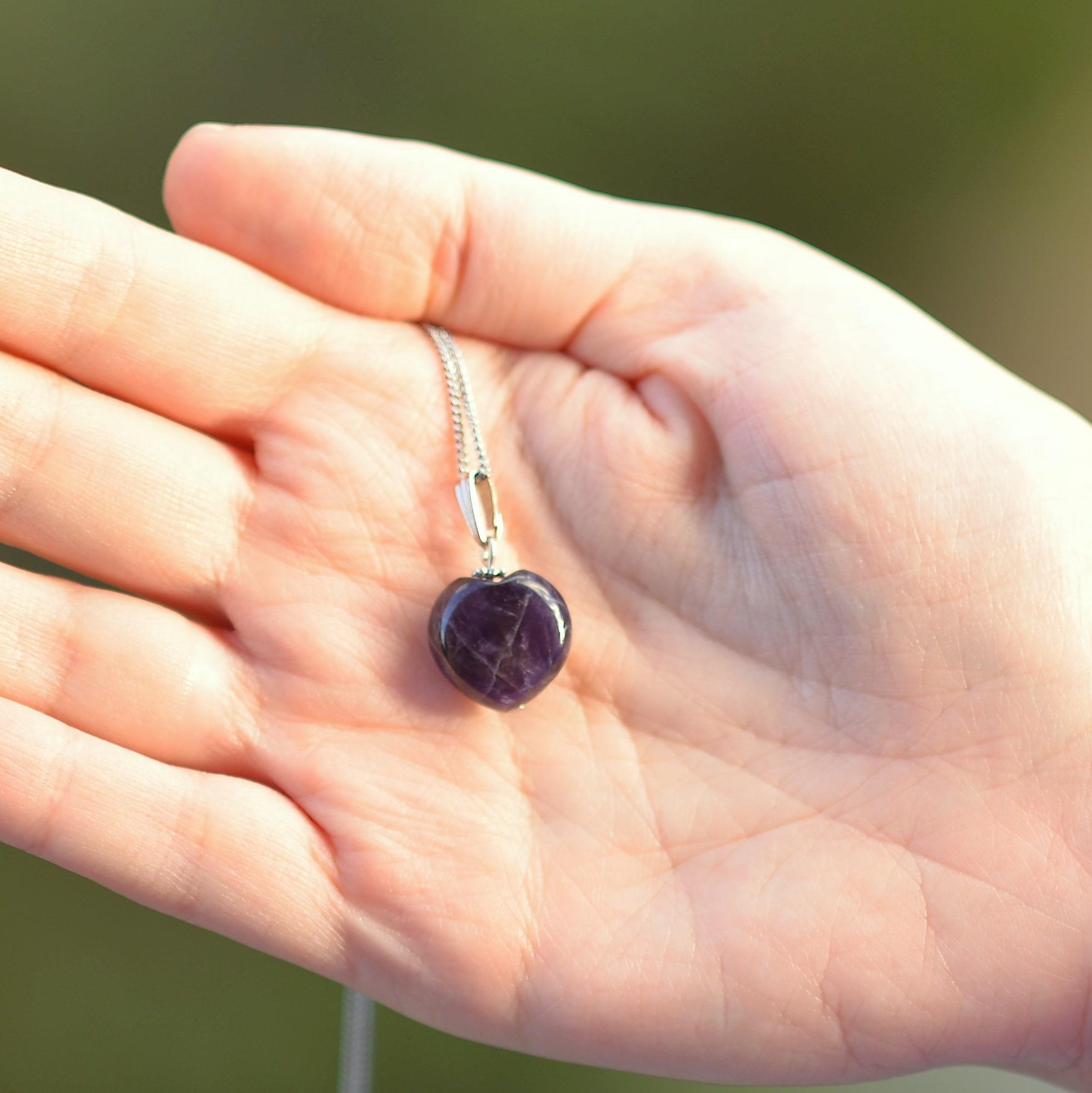 Amethyst Stone Small Heart Necklace