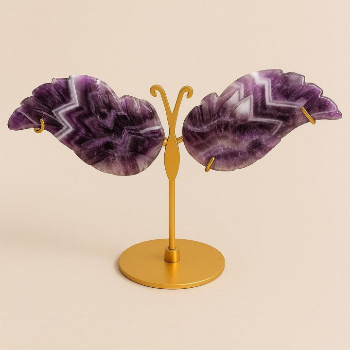 Ametist Taşı Melek Kanadı – Doğal Taş Dekoratif Obje - 1