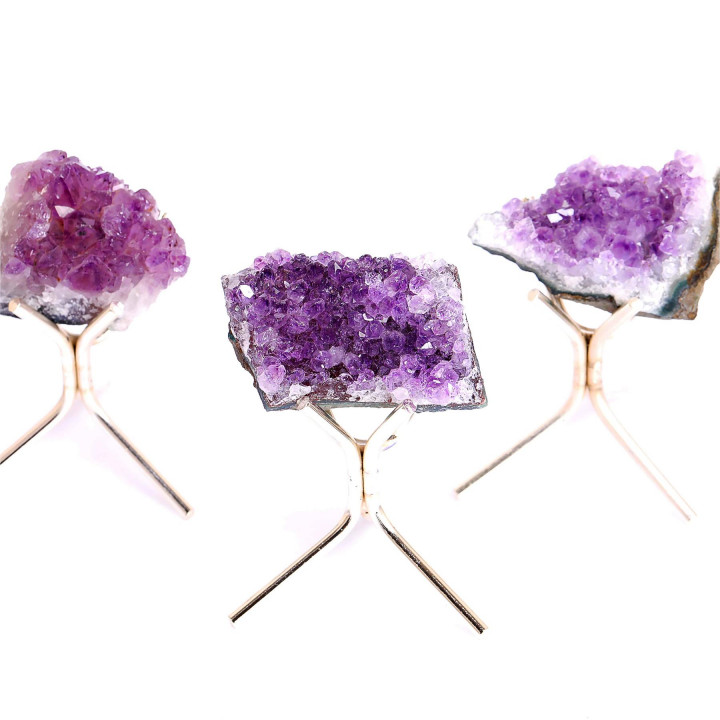 Ametist Taşı Metal Stantlı Kütle - Ham Ametist Taşı Parça - 2