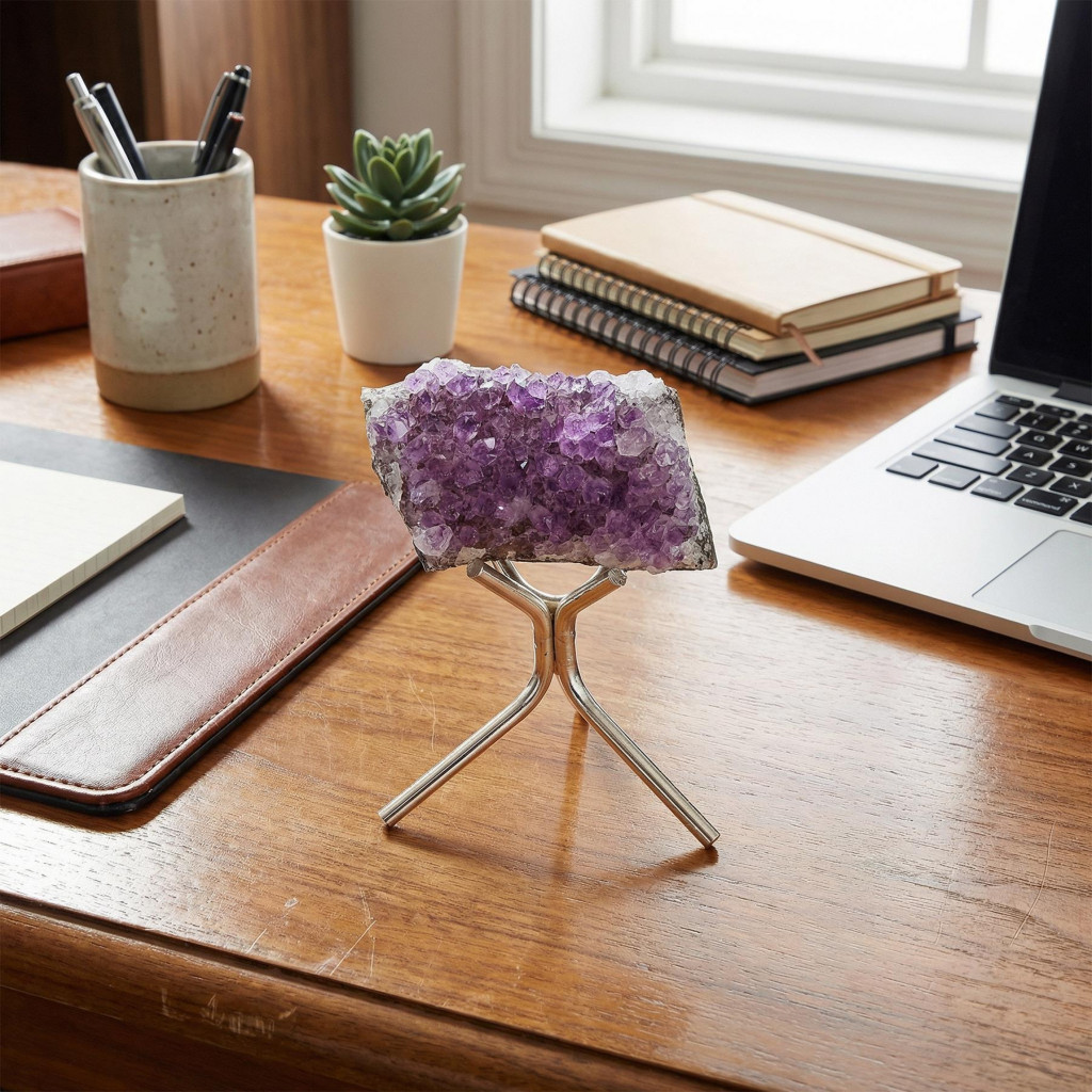 Ametist Taşı Metal Stantlı Kütle - Ham Ametist Taşı Parça