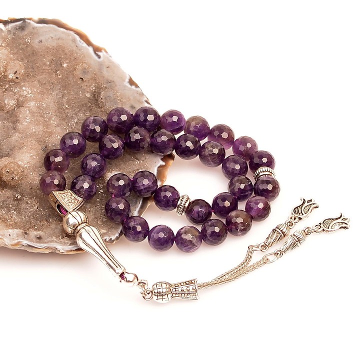 Ametist Taşı Tesbih - 8 mm ( Faset Kesim )