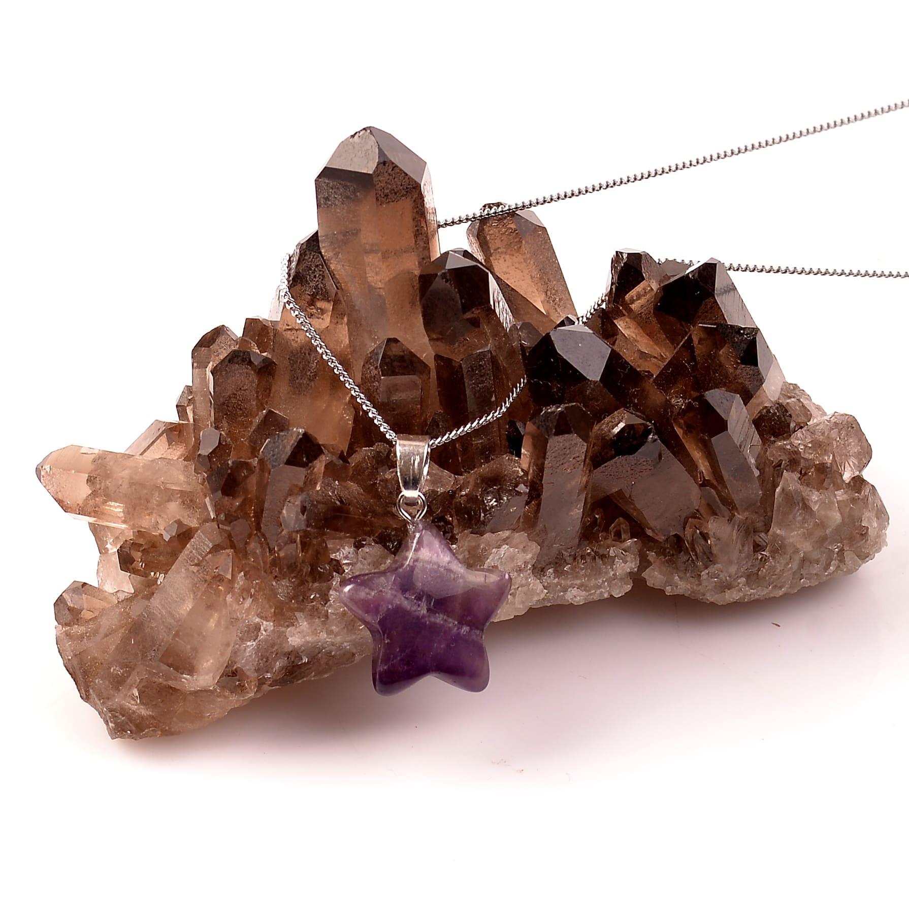 Amethyst Stone Star Şeklinde Necklace