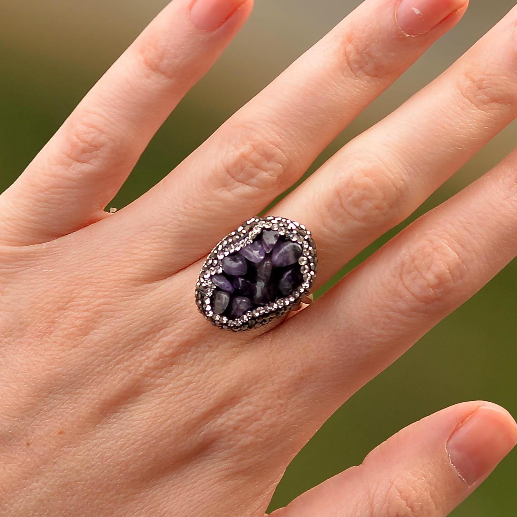 Amethyst Stone Ring Adjustable