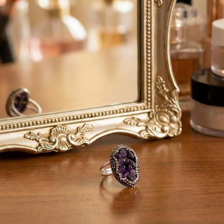 Ametist Taşı Yüzük - Ayarlamalı