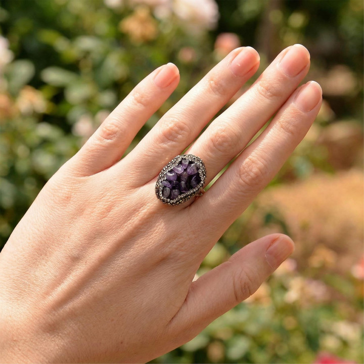 Ametist Taşı Yüzük - Ayarlamalı