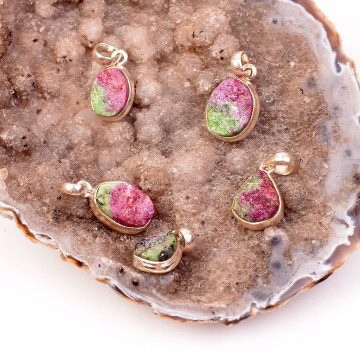 Anyolit Taşı Gümüş Kolye - İşlenmemiş Doğal Taş - 2