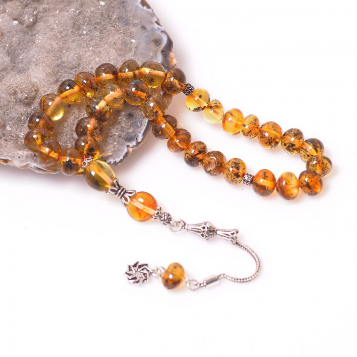 Arpa Kesim Damla Kehribar Tesbih (5,5 * 7,5 mm)