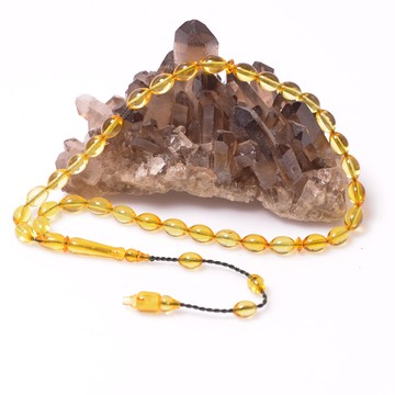 Arpa Kesim Damla Kehribar Tesbih - 6*9 mm Sistemli - 2