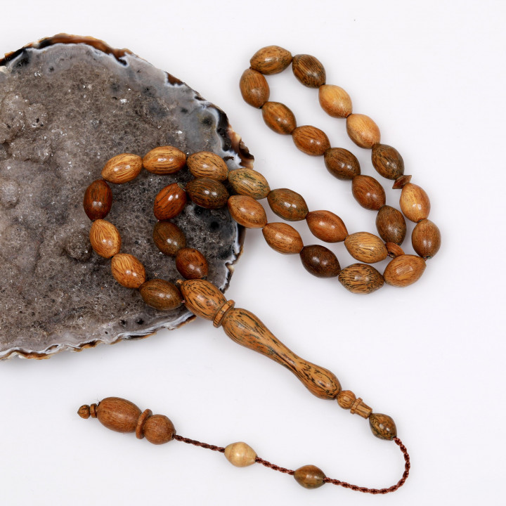 Arpa Kesim Pelesenk Ağacı Tesbih - 8*11 mm - 1