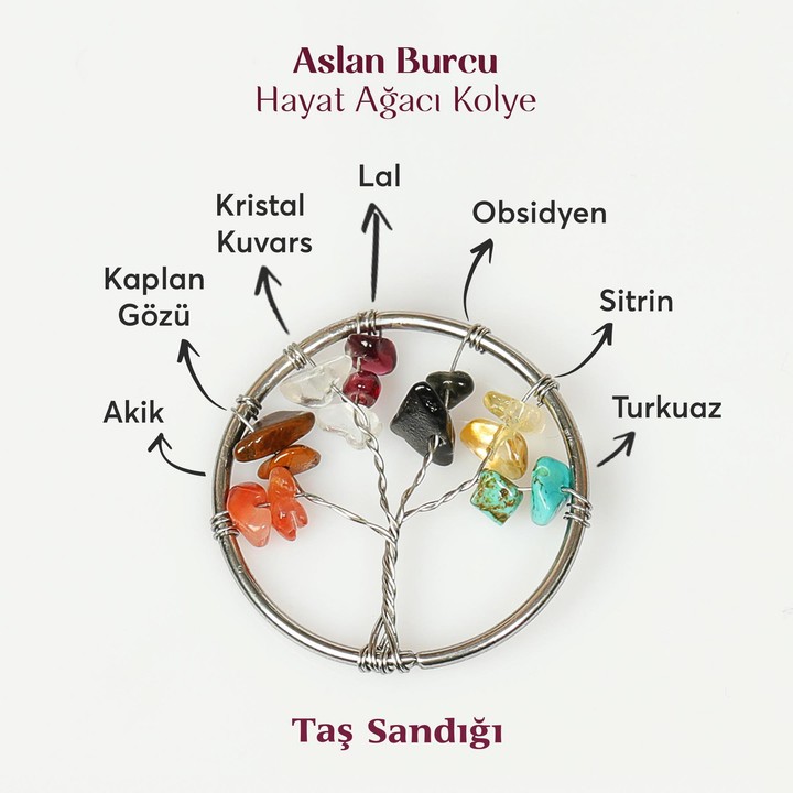 Aslan Burcu Hayat Ağacı Kolye - Paslanmaz Çelik