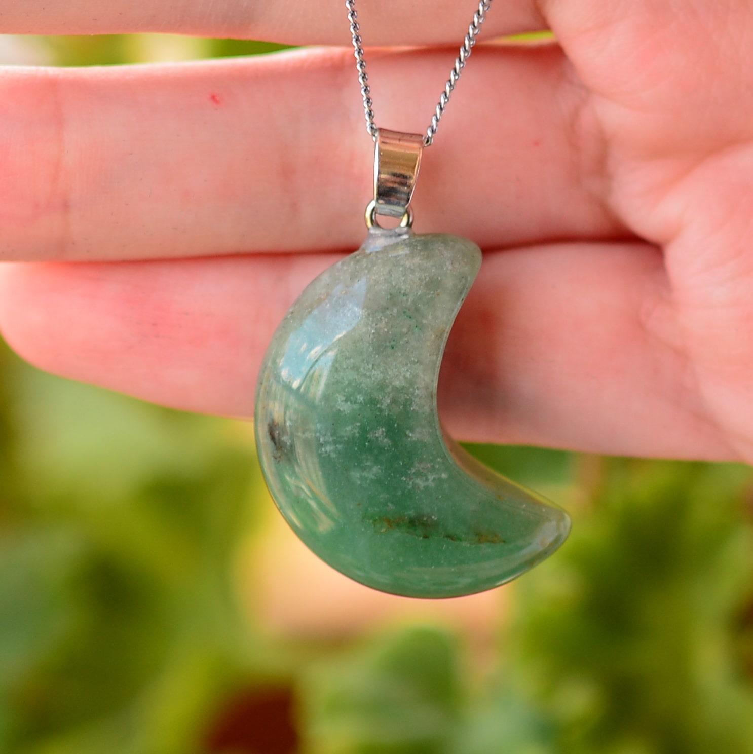 Aventurin Stone Ay Şeklinde Necklace Luck Stone