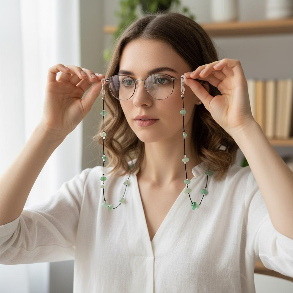 Aventurin Taşı Gözlük Askısı – Doğal Taş Gözlük İpi, Şans Taşı Aventurin Taşı Gözlük Askısı – Doğal Taş Gözlük İpi, Şans Taşı