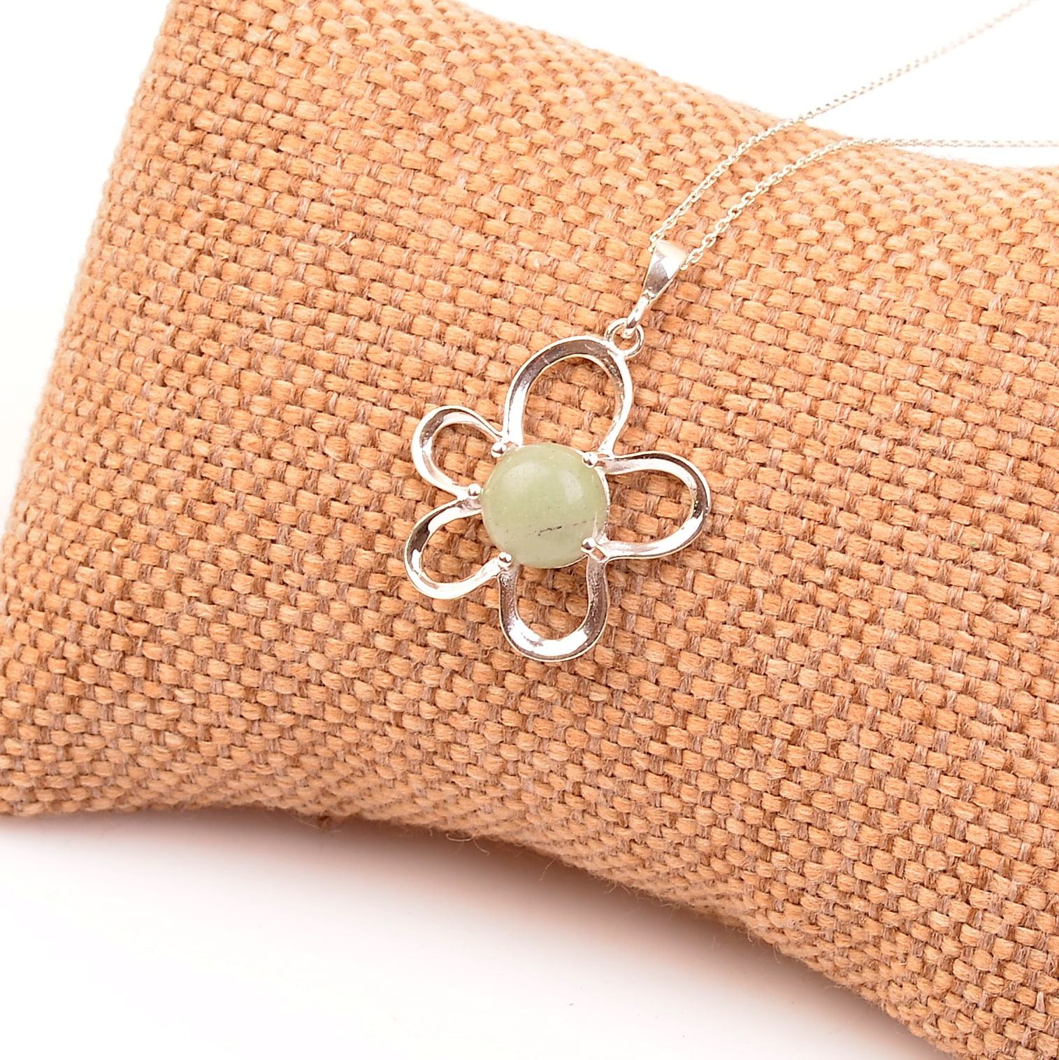 Aventurin Stone Silver Necklace Daisy Şeklinde