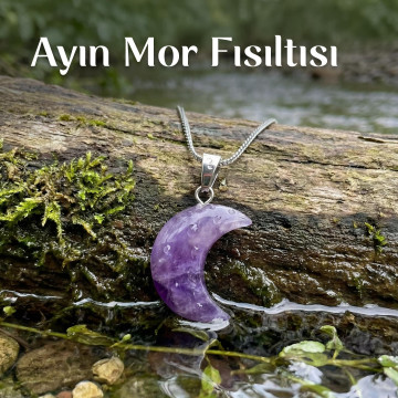 Ay Şeklinde Ametist Taşı Kolye - Küçük Boy