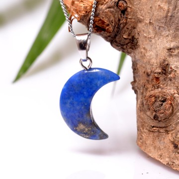 Ay Şeklinde Lapis Lazuli Taşı Kolye - Küçük boy - 2