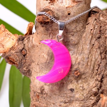 Moon-shaped Pink Acrylate Stone Necklace-Small Boy - 1