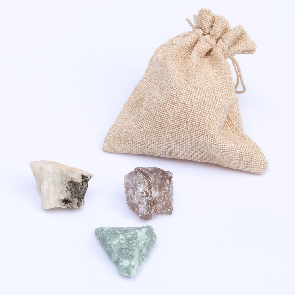 Doğal Taş Üçlü Set – Dumanlı Kuvars, Aventurin, Ay Taşı