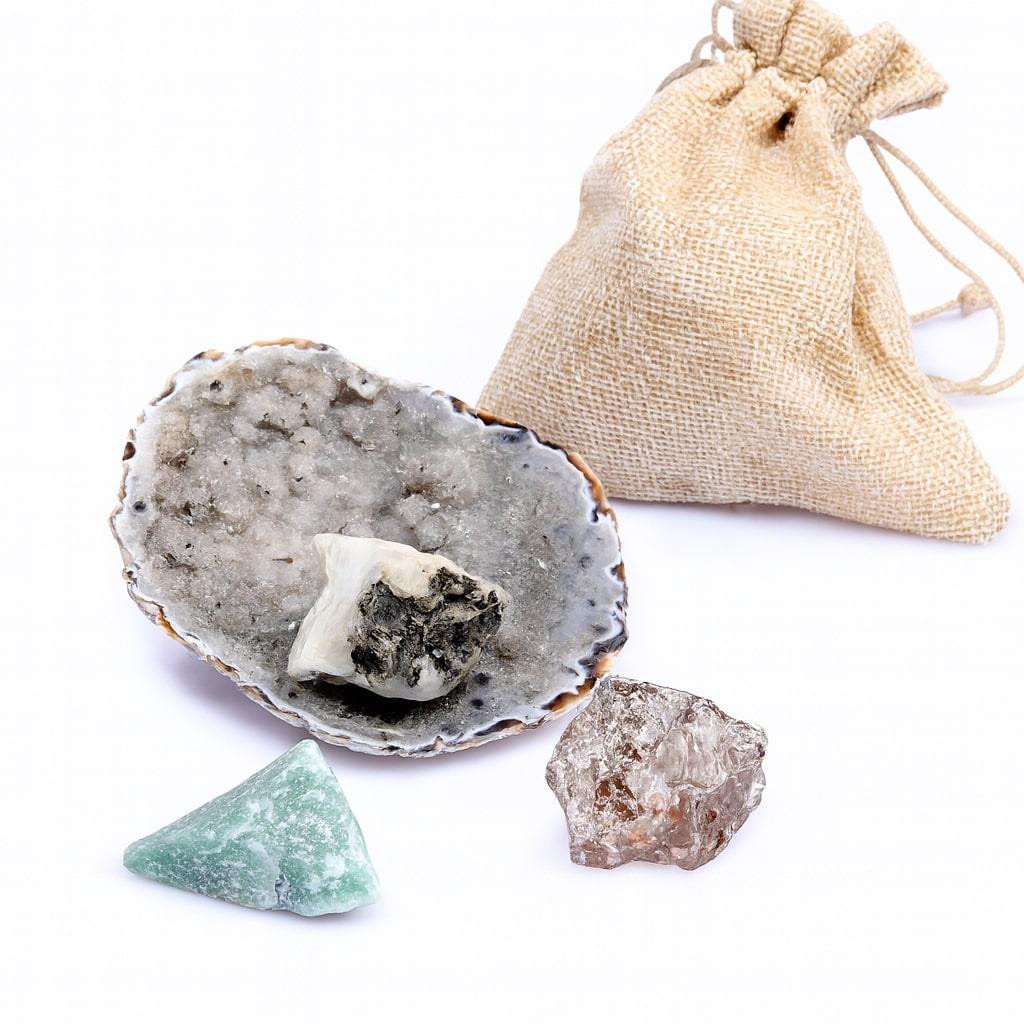 Doğal Taş Üçlü Set – Dumanlı Kuvars, Aventurin, Ay Taşı
