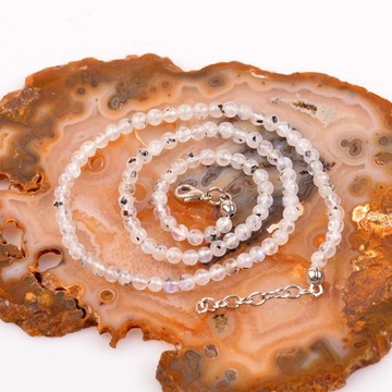 Ay Taşı Dizi Kolye - 4 mm - 2