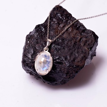 Ay Taşı Gümüş Kolye - 2