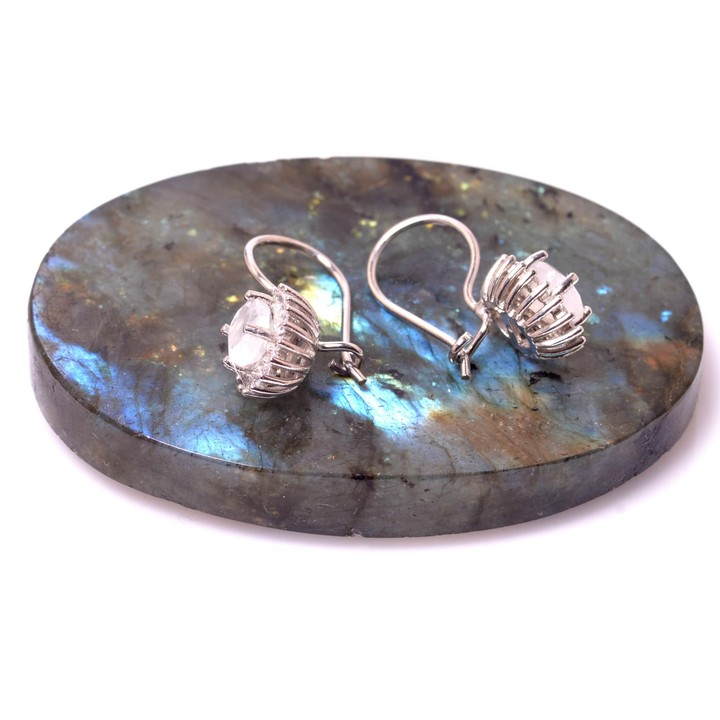 Ay Taşı Gümüş Küpe - Taş Çerçeveli - 2