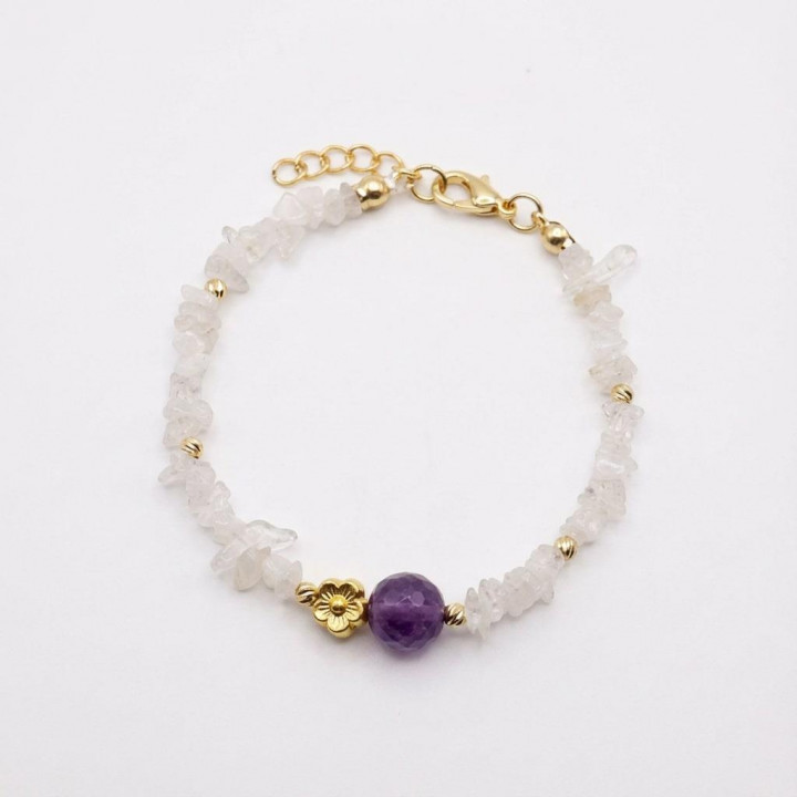 Ay Taşı Kırık Taş Bileklik - Ametist Taşlı - Altın Renkli - 1