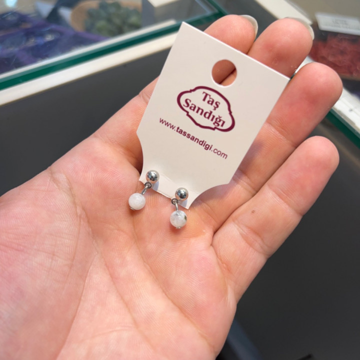 Ay Taşı Küpe - 6 mm - 1