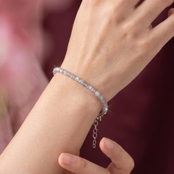 Labradorit Taşı Paslanmaz Çelik Bileklik – 4 mm - 1