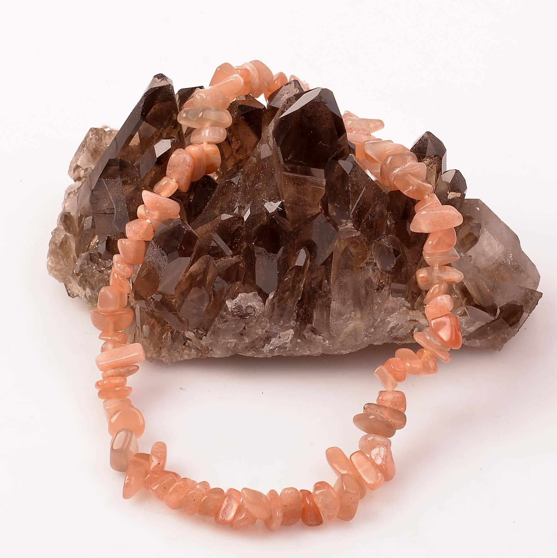 Moonstone Şekilsiz Necklace -Şeftali Moonstone