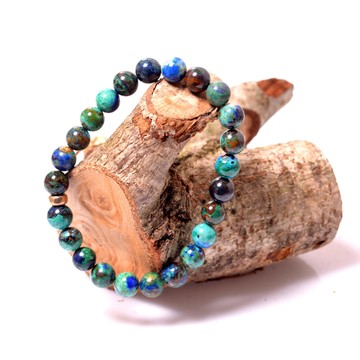 Azurit Taşı Bileklik - Gümüş Aparat ( 8 mm ) - 2