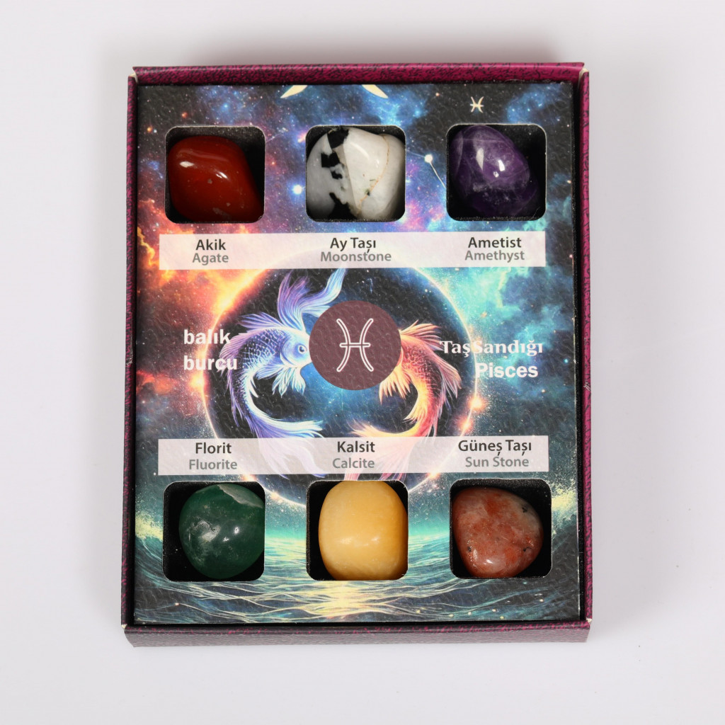 Balık Burcu Doğal Taş Seti – Karton Kutulu