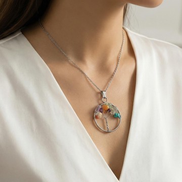 Balık Burcu Hayat Ağacı Kolye - Paslanmaz Çelik - 1