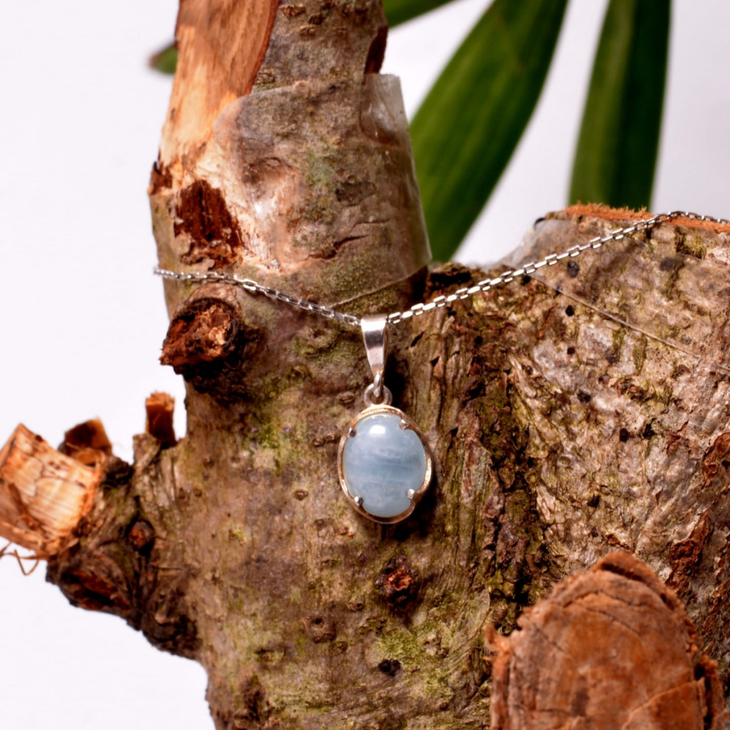 Berceste Model Akuamarin Taşı Gümüş Kolye - Küçük Boy