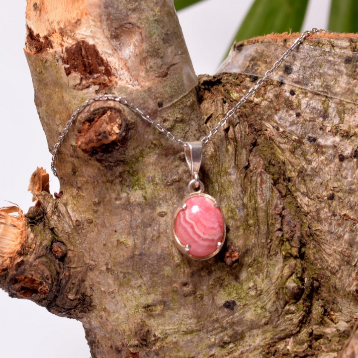 Berceste Model Rodokrozit Taşı Gümüş Kolye - Küçük Boy - 1