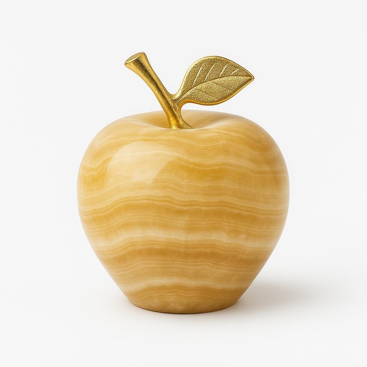 Bergama Oniks Taşından Elma Obje – Doğanın Şıklığını Evinize Taşıyın - 1