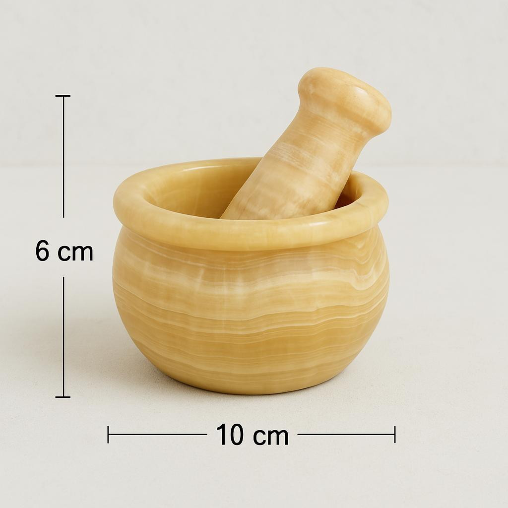 Doğal Bergama Oniks Taşından El Yapımı Havan – 10x6 cm