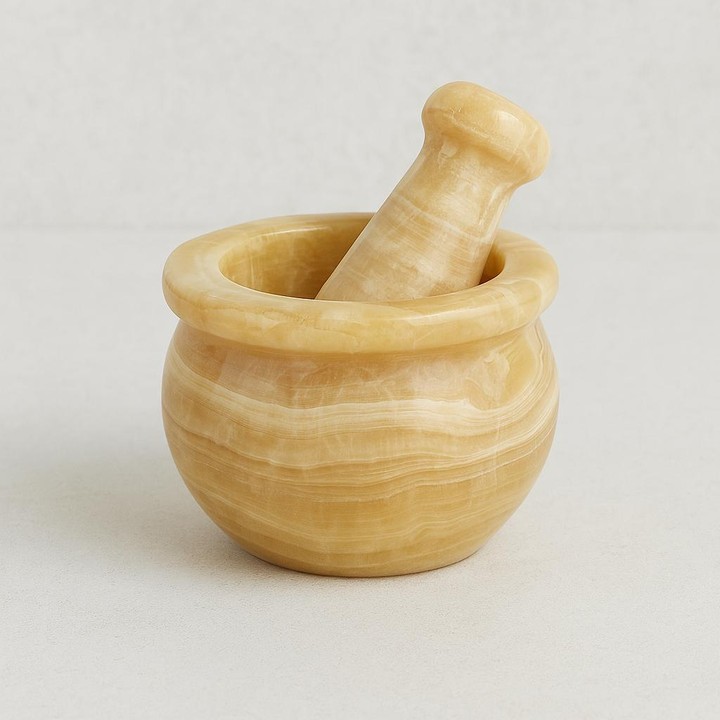 Doğal Bergama Oniks Taşından El Yapımı Havan – 10x6 cm - 1