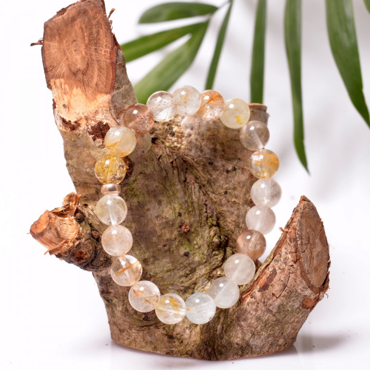 Beyaz Topaz Taşı Gümüş Bileklik - 10 mm