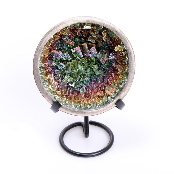 Bizmut Kase (10 cm) – Metal Standlı, Dekoratif ve Enerji Dengeleyici Kase