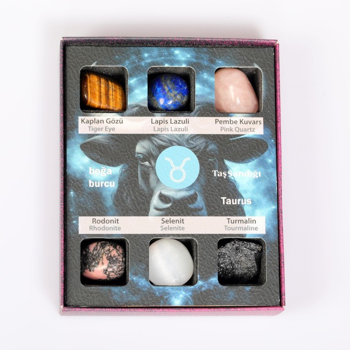 Boğa Burcu Doğal Taş Seti – Karton Kutulu