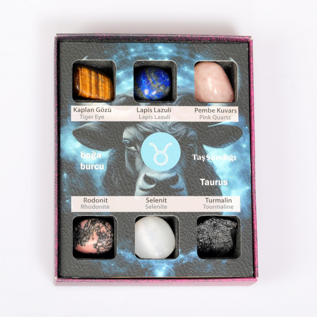 Boğa Burcu Doğal Taş Seti – Karton Kutulu