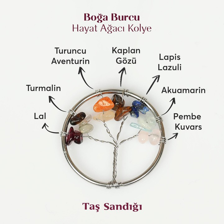 Boğa Burcu Hayat Ağacı Kolye Paslanmaz Çelik