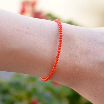 Boyasız Mercan Taşı Gümüş Bileklik - 3 mm - 2